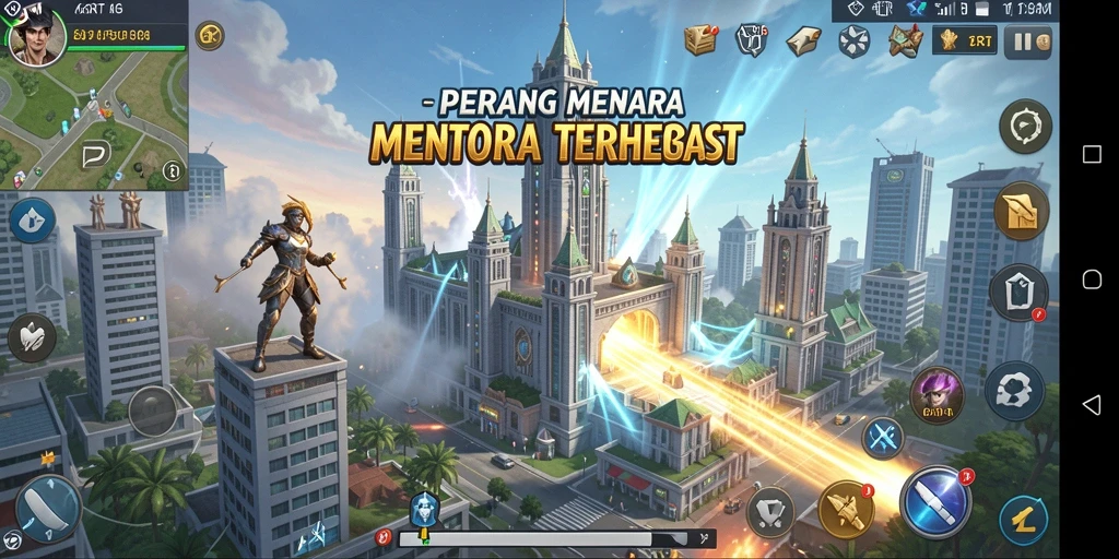 Screenshot gameplay menampilkan pertahanan menara yang strategis di 6RT.