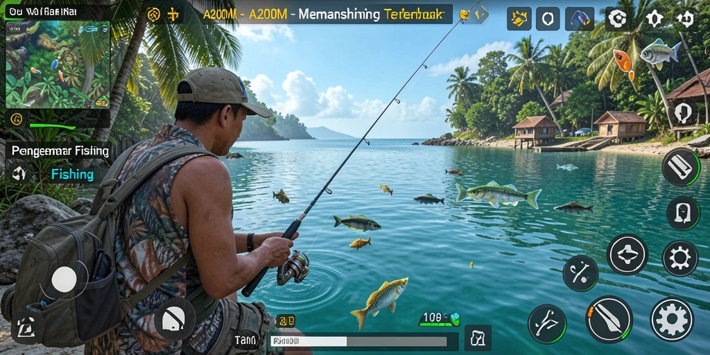 Tampilan gameplay A200M yang menarik dan mendebarkan saat memancing.