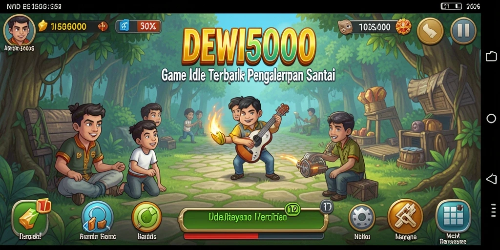 Tangkapan layar gameplay DEWI5000 yang menampilkan suasana permainan Idle yang santai.