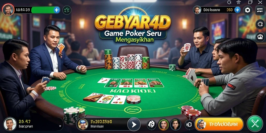 Tampilan gameplay seru dari GEBYAR4D dalam Poker.