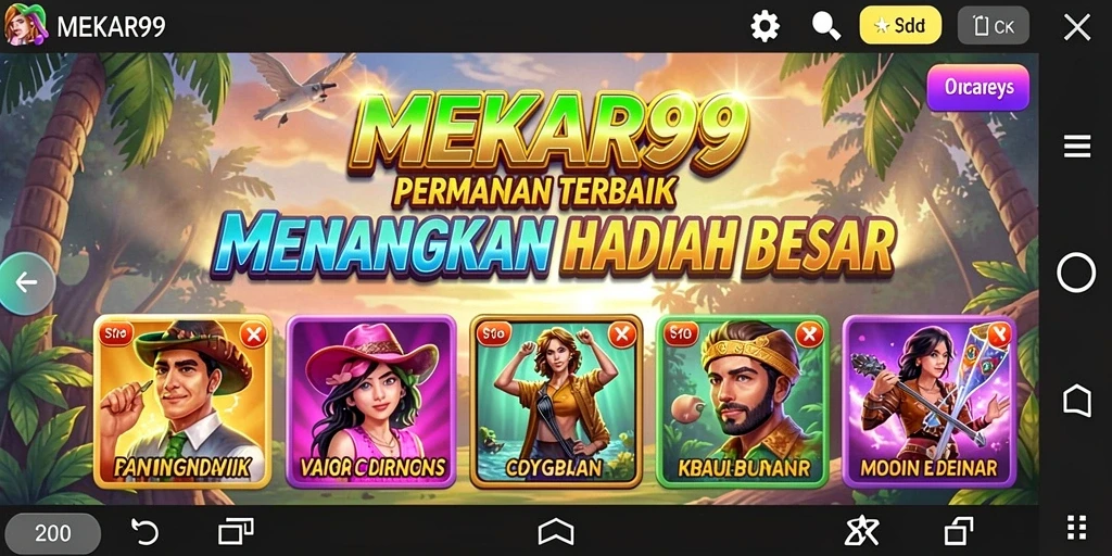 Screenshot gameplay MEKAR99 dengan tampilan slot yang menarik.