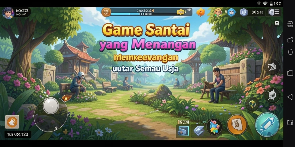 Tampilan gameplay <strong>NOX123</strong> dengan elemen yang menarik dan cerah.