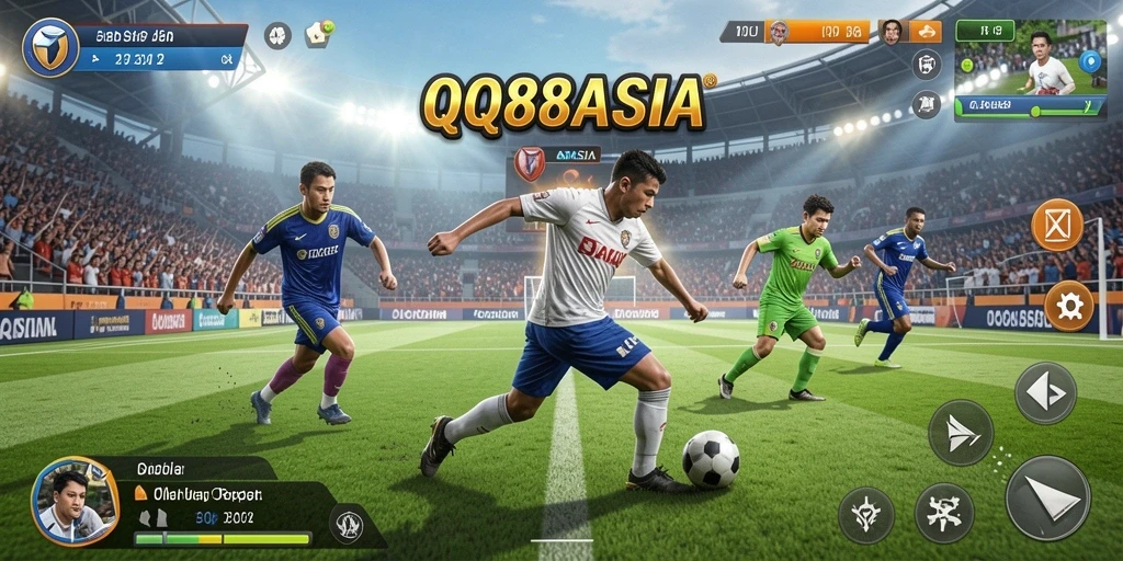 Screenshot gameplay QQ88ASIA menampilkan pertarungan olahraga yang seru.