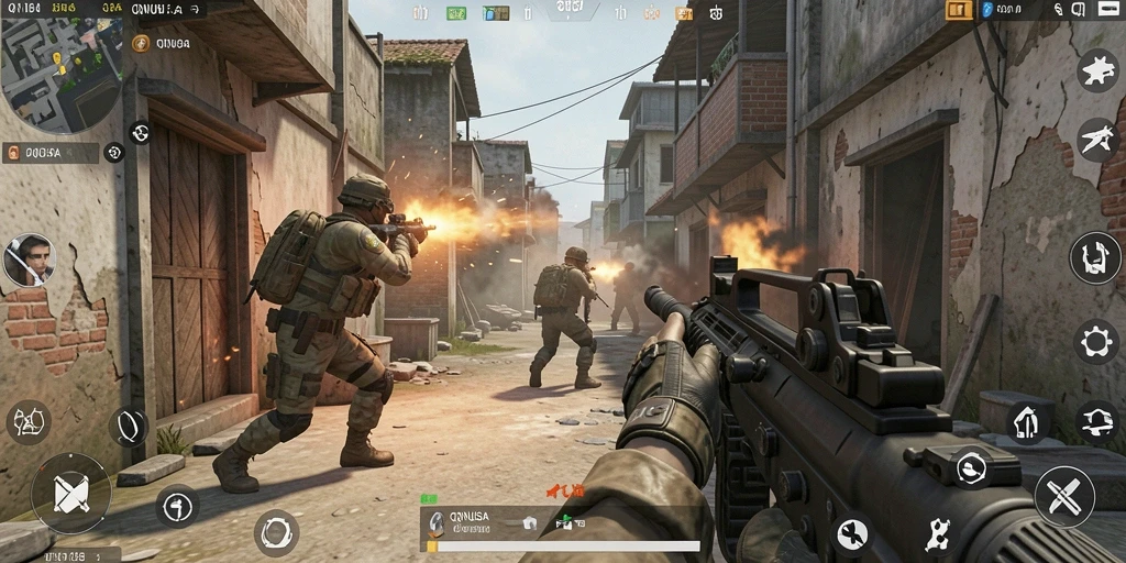 Tampilan gameplay memukau dari QQNUSA dengan aksi tembak-menembak yang intens.