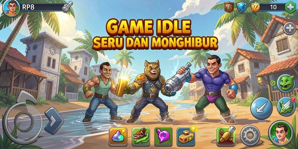 Tampilan menarik dari game Idle RP8 dengan aktivitas yang seru.