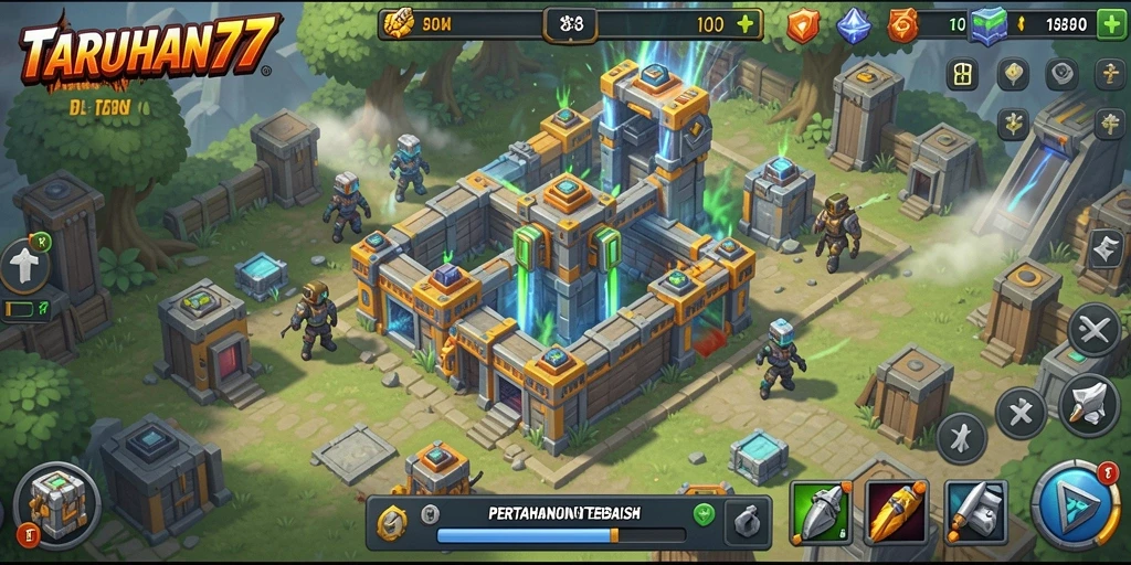 Screenshot TARUHAN77 menampilkan aksi seru di dalam gameplay Tower Defense.