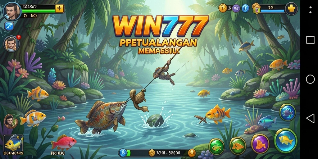 Tampilan gameplay WIN777 yang mendebarkan saat menangkap ikan besar.